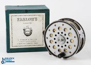 C Farlow and Co Ltd Serpent 4” wide drum salmon fly reel and maker’s box - the reel with holdfast