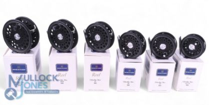 Set of 6 Hardy Ultralite Disc fly reels, Limited edition No 800. Black finished, rear disc drag