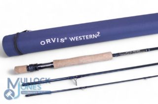 Orvis Western 2, 11’ 3 piece Graphite trout fly rod, line rate #7, Tip Flex, cork handle with