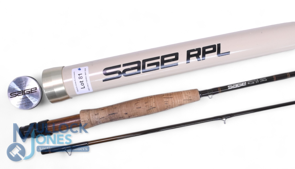 Sage Graphite 3 RPL 9’ 2 piece trout fly rod, line rate #4, cork handle with wood spacer, black