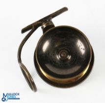 Mallochs Patent brass side casting reel by Brown Aberdeen - 3.25” spool, oversize reverse taper