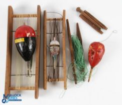 A collection of float winders, to include: Fishing Gazette float (reg). 4” by S Allcock and Co Ltd