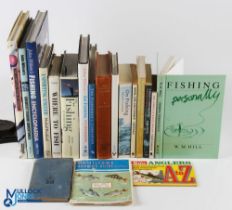 Fishing Book Collection, a box with noted titles of A Sporting Angler Michael Prichard 1987, Where