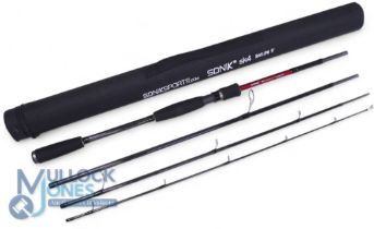 Sonik SK4 Travel Spin, 9’ 4 piece Multi Plex High Torque Graphite rod, lure weight 15-30 grams,