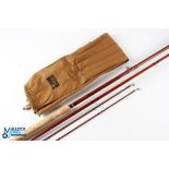Sharpes of Aberdeen 14’ 3 piece impregnated cane salmon fly rod, with correct spare tip, burgundy