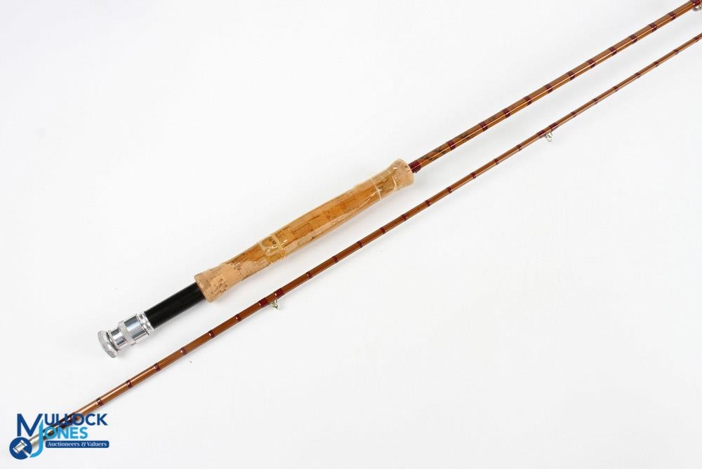 A fine Hardy Alnwick "The Halford Knockabout" palakona split cane trout fly rod 9' 6" 2pc, line - Image 2 of 4