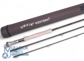 Orvis Western 3, 11’ 3 piece Graphite trout fly rod, line rate #7, Tip Flex, anti-flash finish, cork