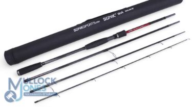 Sonik SK4 Travel Spin, 10’ 4 piece Multi Plex High Torque Graphite rod, lure weight 18-40grams,