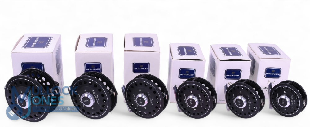 Set of 6 Hardy Ultralite Disc fly reels, Limited edition No 800. Black finished, rear disc drag - Bild 2 aus 2