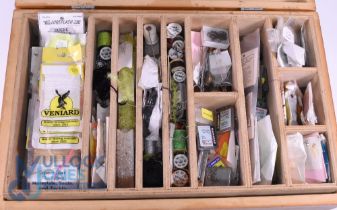 Comprehensive fly tying kit containing a good selection of materials, feathers, silks, hooks, many