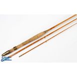 Allcocks Redditch “Golden Guinea” split cane trout fly rod 10’ 6” 3pc (tip 3” short), brass