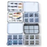 Collection of 4 Wheatley top pocket fly boxes, 3x dry fly, 6 compartment models, 1 with foam