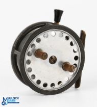 Hardy Bros 4” Decantelle Mk I alloy reel with smooth brass foot, rim tensioner and brake lever