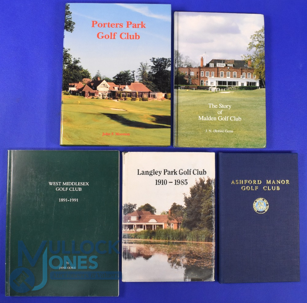 Collection of Golf Club Histories in the London South East Region some signed (5) to incl Ashford