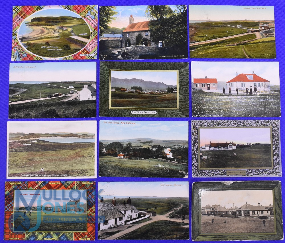 Collection of various early Scottish Golfing coloured postcards (12) to Include Newbattle Golf