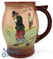Royal Doulton Queensware Golfing Tankard - 14.5cm high with makers backstamps to base - appears free