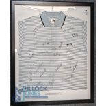 Golf Autographs - multi-signed 1999 Ryder Cup Golf framed T-Shirt - featuring the European and