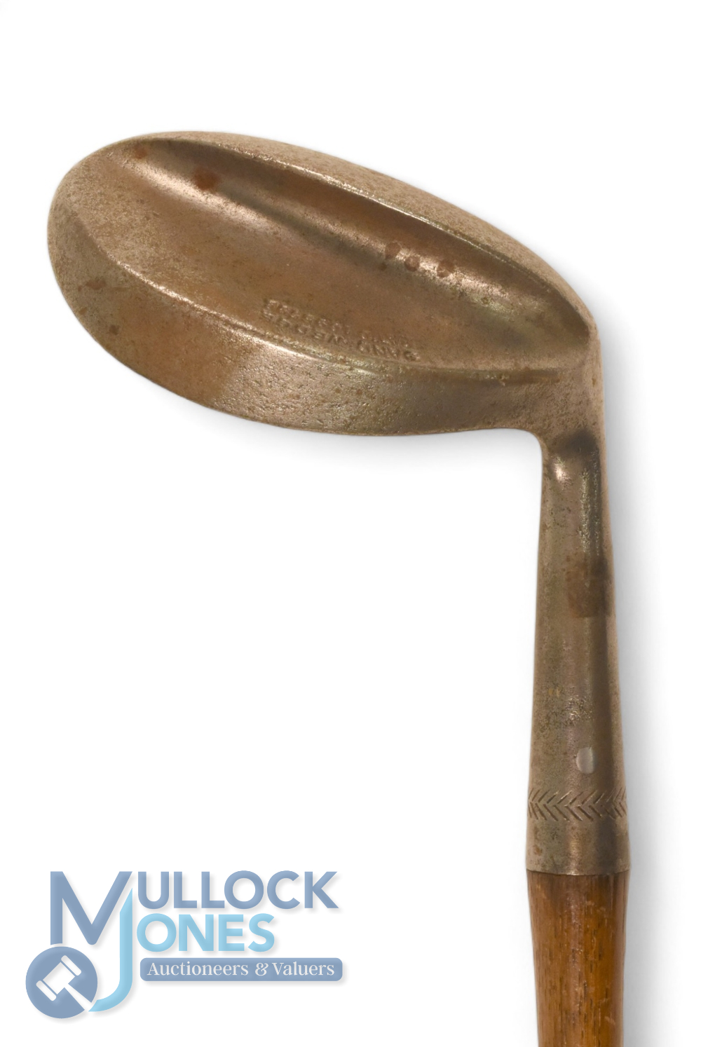Walter Hagen Patent wide flanged sole sand iron with heavily concaved face with full length grip