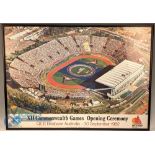 1982 Open Ceremony Commonwealth Games Poster: Brisbane Australia aerial photograph of the opening