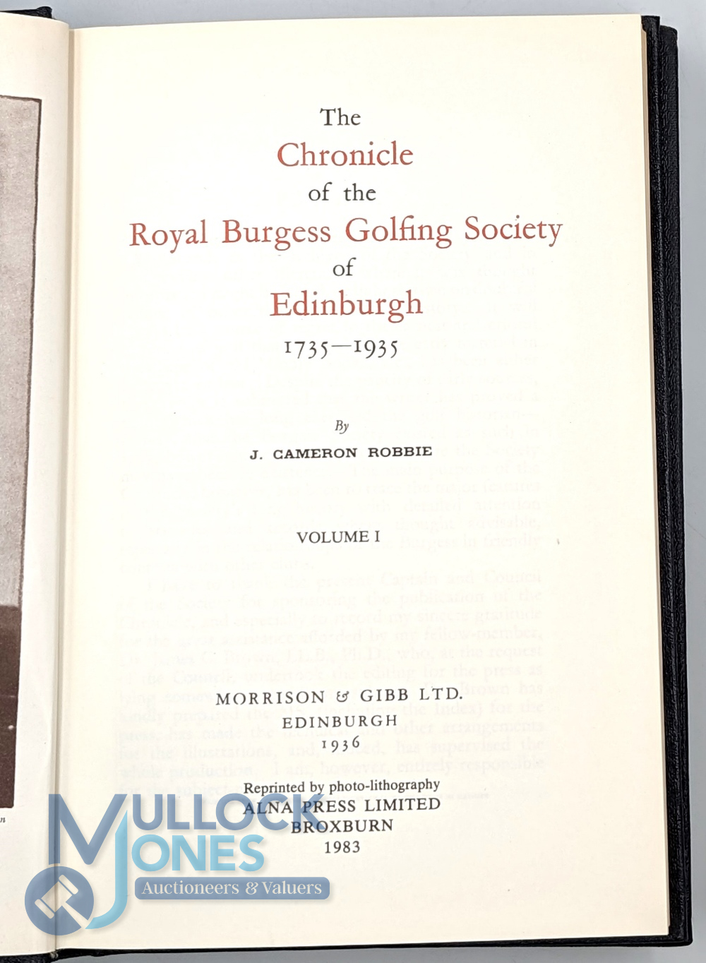 Robbie, J Cameron (2) - The Chronicle of the Royal Burgess Golfing Society of Edinburgh 1735-1915 - Image 2 of 2