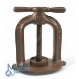 Cast Iron Golf Ball Press 'Enterprise MFG Co' horse-shoe shaped, with screwing handle in good