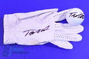 Tommy Fleetwood (European Tour winner) players signed worn golf glove and the golf ball - to include