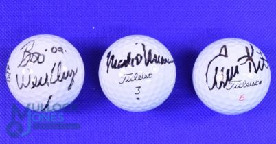 3x US Major and Tour Winners Signed Golf Balls to incl Tom Kite (US Open Champion and Ryder Cup