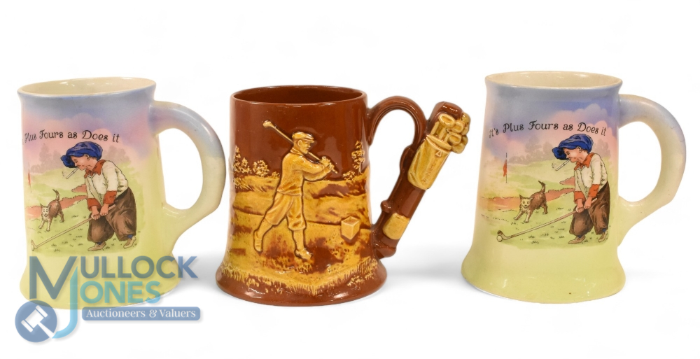 Collection of Period Ceramic Golfing Tankards (6) to incl an original 2x tone Dartmouth Pottery - - Image 2 of 3