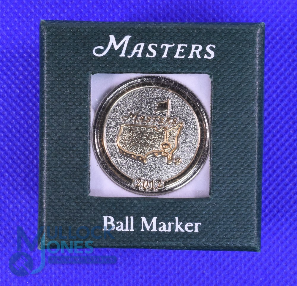 2012 Original US Masters Golf Tournament Gilt Ball Marker - won by Bubba Watson, his first of two