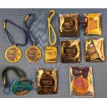 1998-2005 European Tour Fobs: a good selection with duplicates noted brass and enamel with