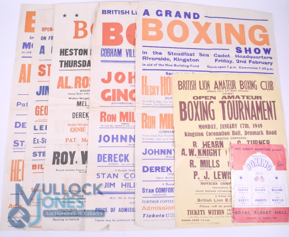 Collection of 1950s Boxing Posters. Boxing Show Riverside Kingston Hecky Holdsworth, British