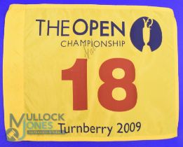 2009 Open Golf Championship No.18 hole pin flag signed by the winner Stewart Cink - played at