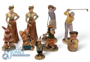 Golf Ceramic Collectors figures: to include 2 Goebel lady golfers on the Fairway figures, Coalport