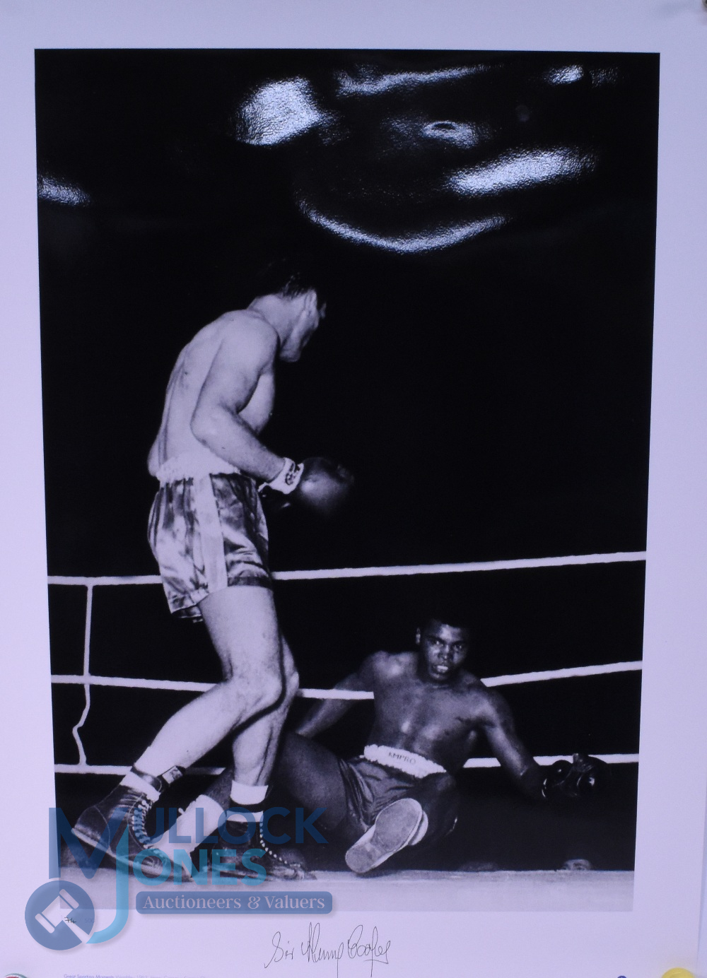 Boxing Sir Henry Cooper Autographed Print. This famous photograph where Muhammad Ali is on the