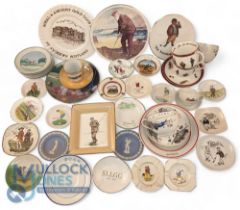 Golf Themed Ceramic Collectables: a large quantity of golf teacups, saucers, plates, pin dishes, and