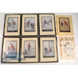7x Period Edmund Fuller Golf humorous Prints: 7 good framed images of the first drive, the last
