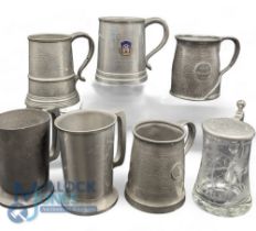 7x Pewter Golf Tankards: to include a glass tankard engraved with pewter lid from Berchtesgarden