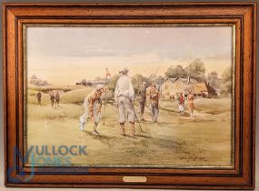 Douglass E West Golf Print: Now the 19th Hole, a modern print, well framed with brass plaque