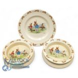 3x Royal Doulton china: 2 Bunnykins nursery bowls and a plate - all decorated with Three Rabbits