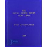 Scarce 1913 Royal North Devon Golf Club "Rules and Regulations" in the original blue and gilt