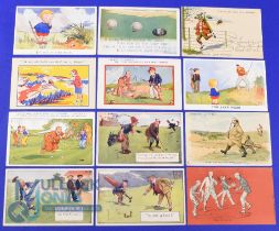 Interesting selection of Golf Humour coloured Postcards from the early 1900s onwards (12) artists