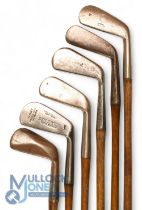 6x Assorted irons to incl Ben Sayers North Berwick Target mashie iron, Rob Simpson, Carnoustie round