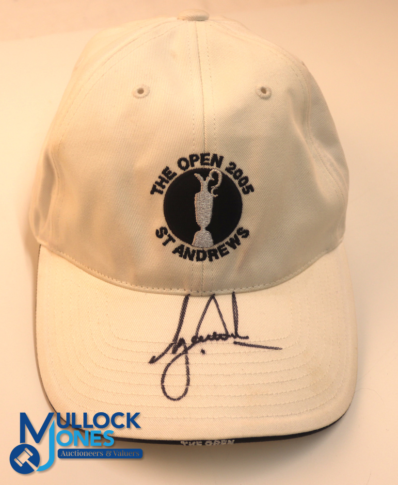 Autograph - signed Tiger Woods (Winner) 2005 Open Golf St Andrews Cap - signed to the peak in ink, - Image 2 of 2