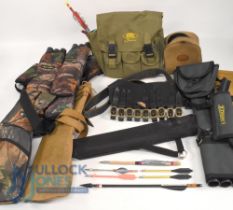 Archery - Quantity of Quiver Cases. To consist of 8 leather and camouflage examples together with