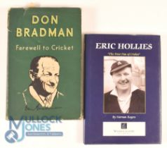 Don Bradman Autographed Book. 2nd Edition 1950 Farewell to Cricket with Dust Jacket together with