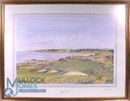 Bill Waugh Golf Print Royal Dornoch - the 10th Fuaran, a large print signed and numbered in pencil