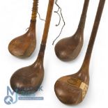 4x Assorted socket head woods incl D Anderson & Son St Andrews supreme model stripe top spoon with