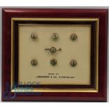Period Lambourne & Co Golf Themed Cuff Link, Buttons, Tie Clip, a framed set with original Lambourne