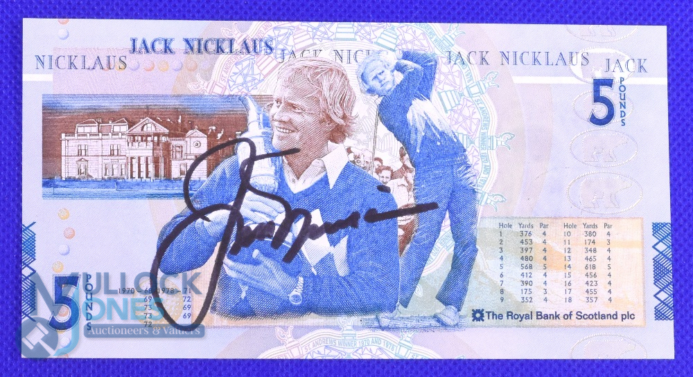 Autograph - Jack Nicklaus signed Royal Bank of Scotland £5 Banknote - Depicting Jack Nicklaus.