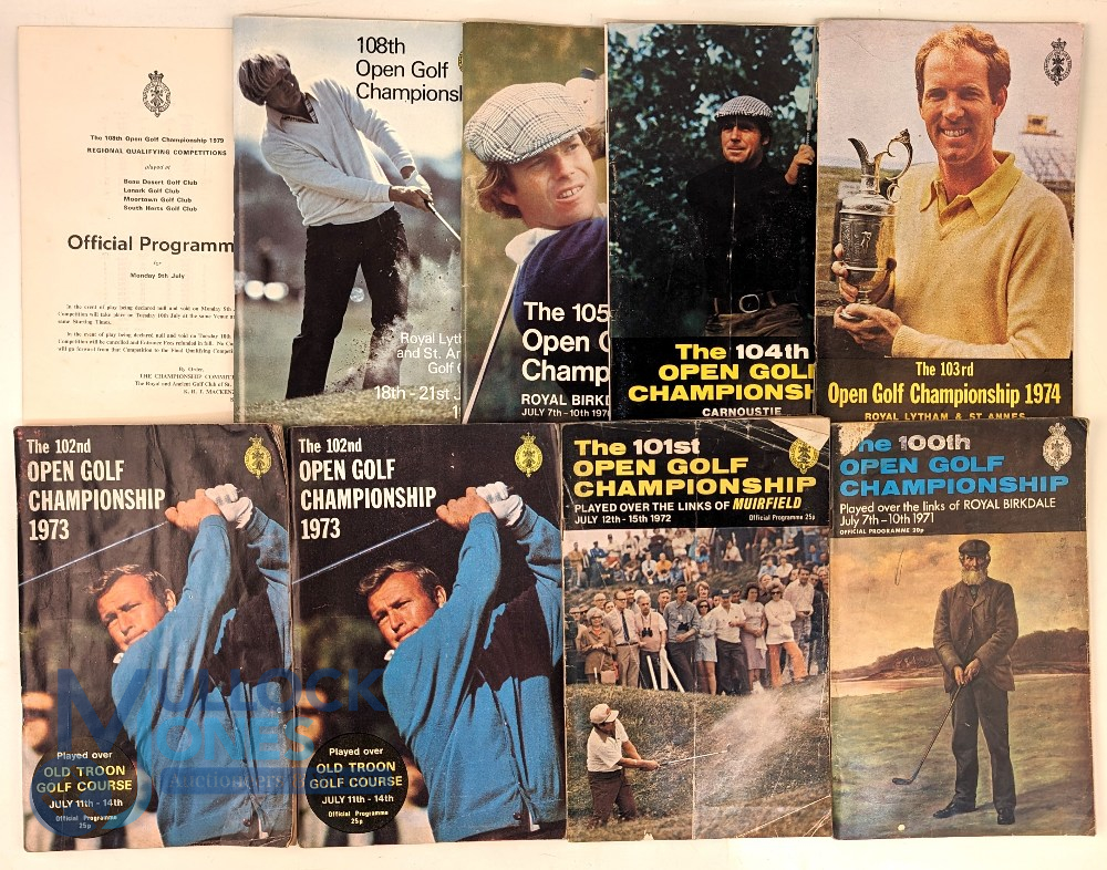 1971-1979 The Open Golf Championship Programmes: a good collection to include 1971 - with wear to